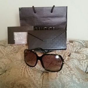 Gucci Black Oversized Sunglasses with Crystals